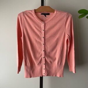 WHBM Peach Pink Short Knit Button Down Sweater Size Small